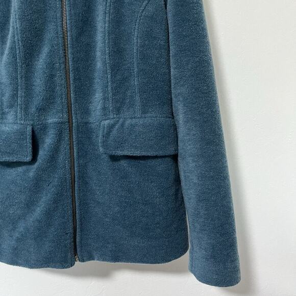 VTG LL Bean Wool Blend Hooded Fur Trim Full Zip Jacket Size M Blue Outdoors - Picture 4 of 11